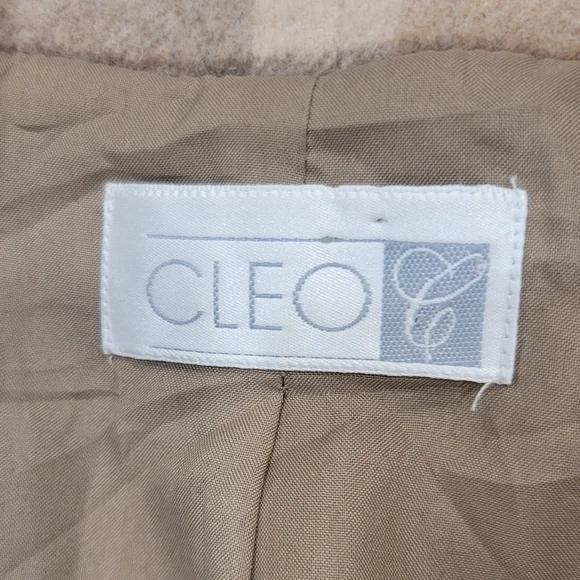 Vintage Wool Cleo Blazer Coat Womens 10 Tan Grey Plaid Acadamia Spring - Picture 6 of 13